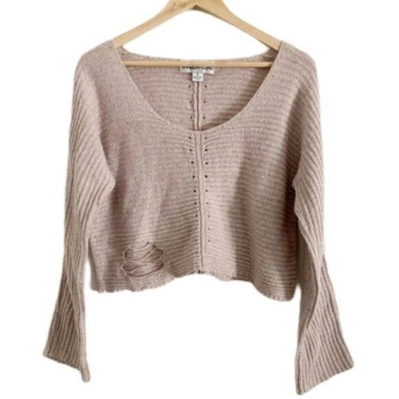 Wildfox Terra Crop Sweater Small – Soft Long Sleeve Knit Pullover - Picture 2 of 11